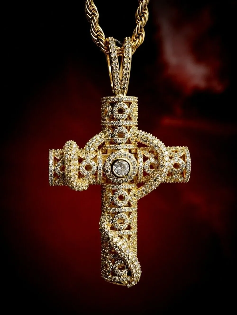 14k Gold Plated Designer Holy Cross Necklace